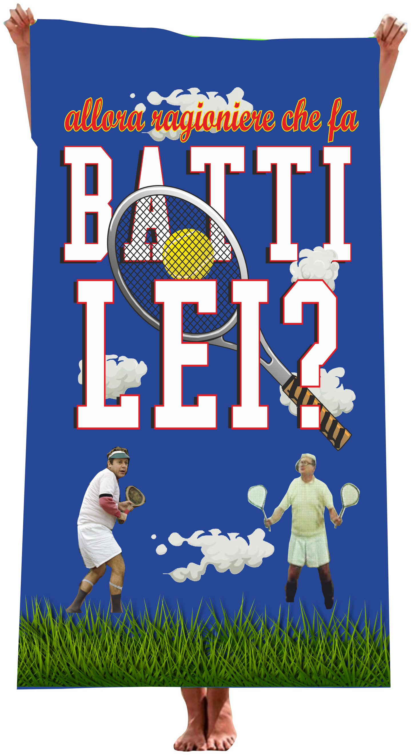 Telo per il mare, piscina. palestra con stampa BATTI LEI RAGIONIERE