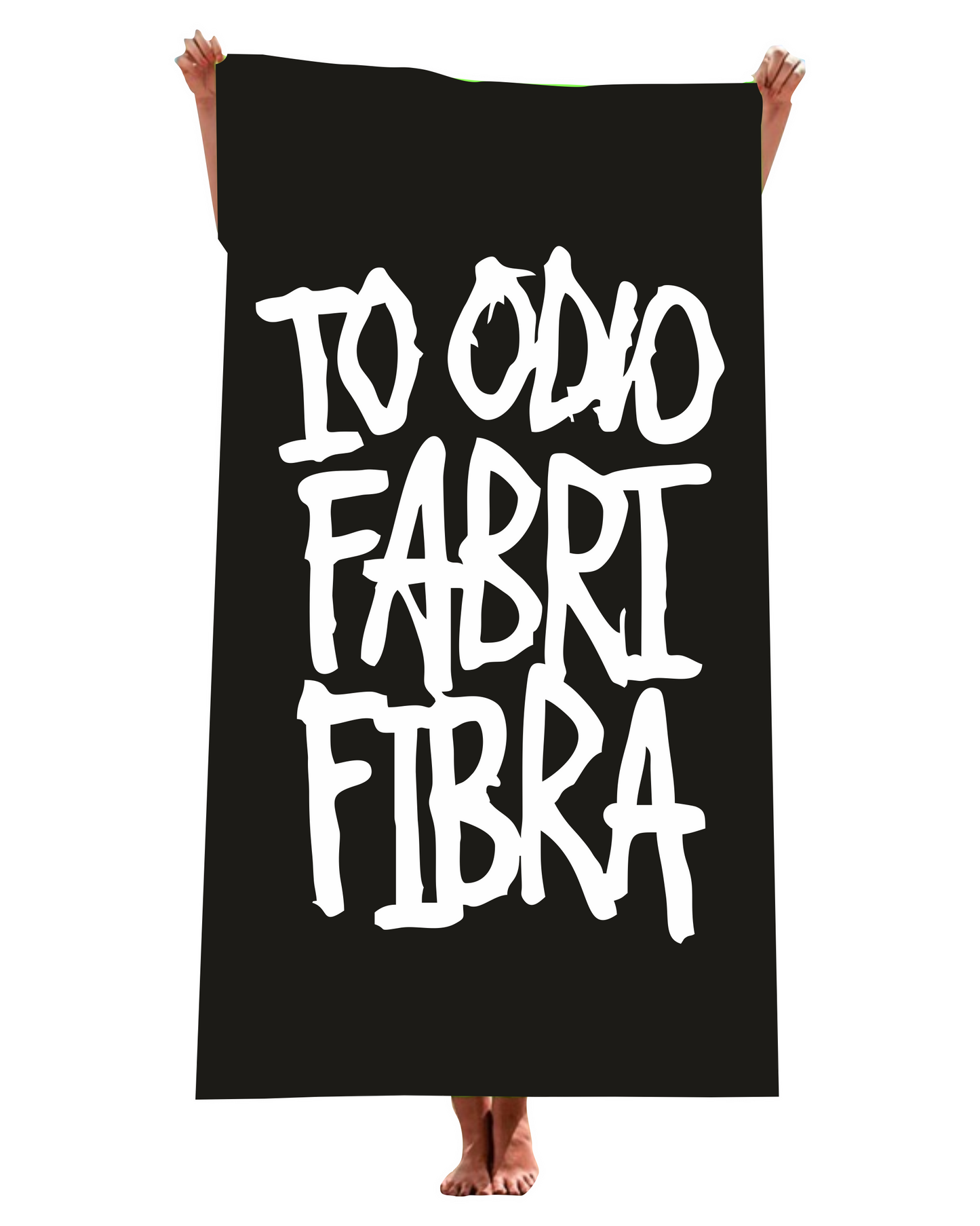 Telo per il mare, piscina. palestra con stampa IO ODIO FABRI FIBRA