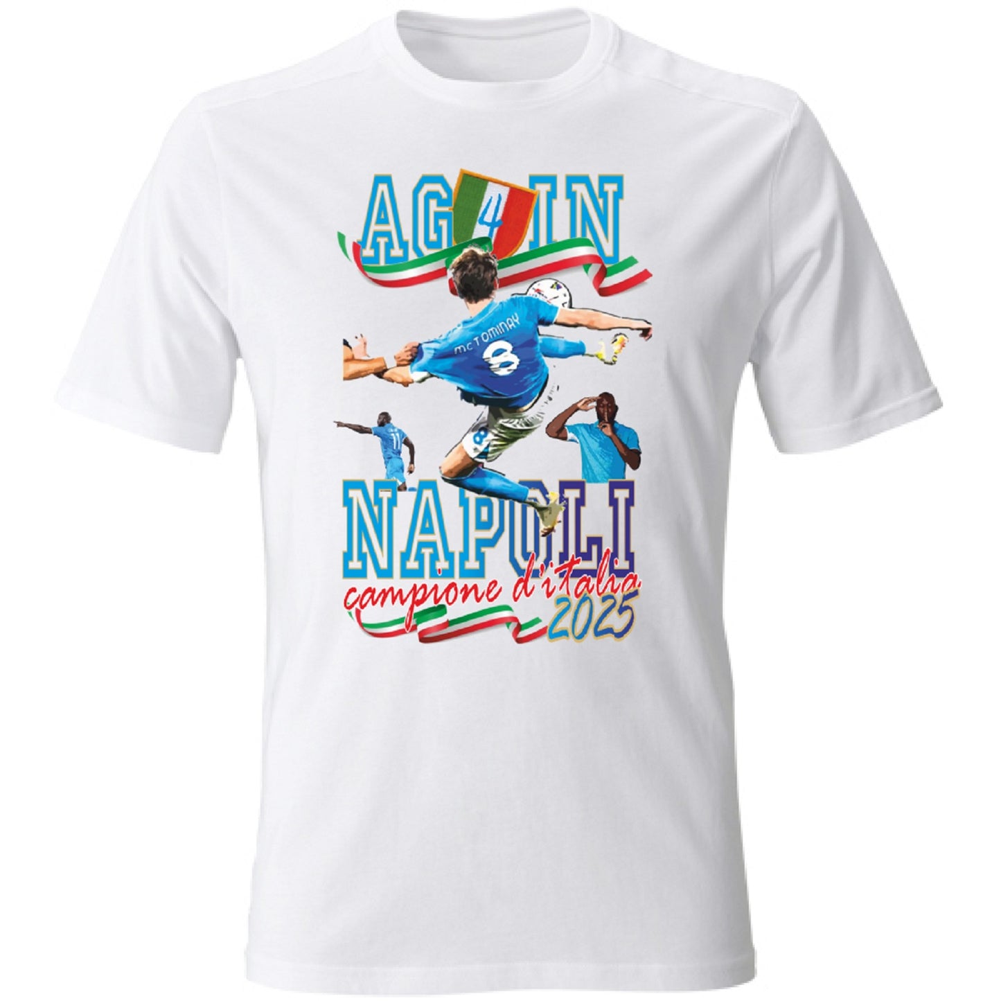 Maglietta unisex bianca Napoli campione d'Italia 2025