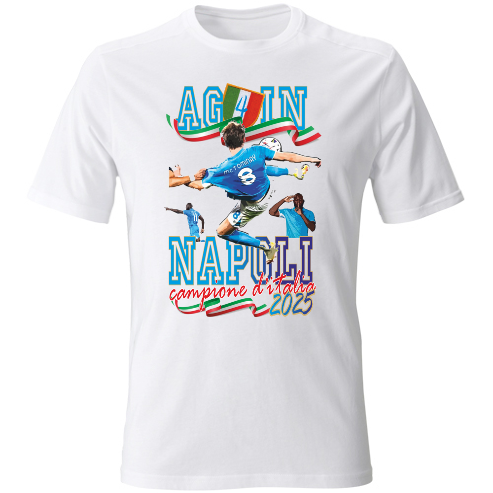 Maglietta unisex bianca Napoli campione d'Italia 2025