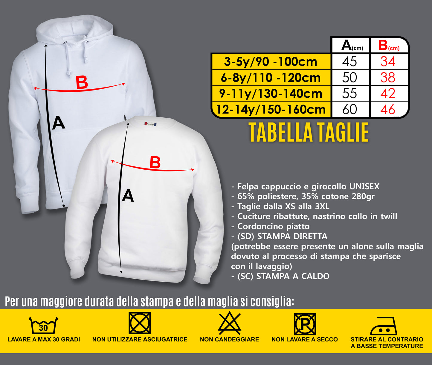 Felpa paricollo personalizzabile effetto PIXAR