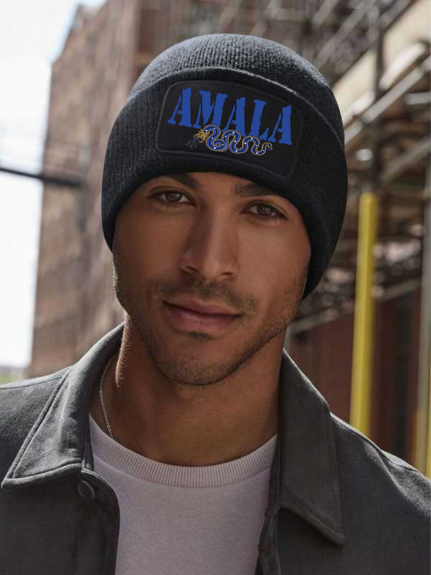 Cappellino invernale in maglia con stampa Amala
