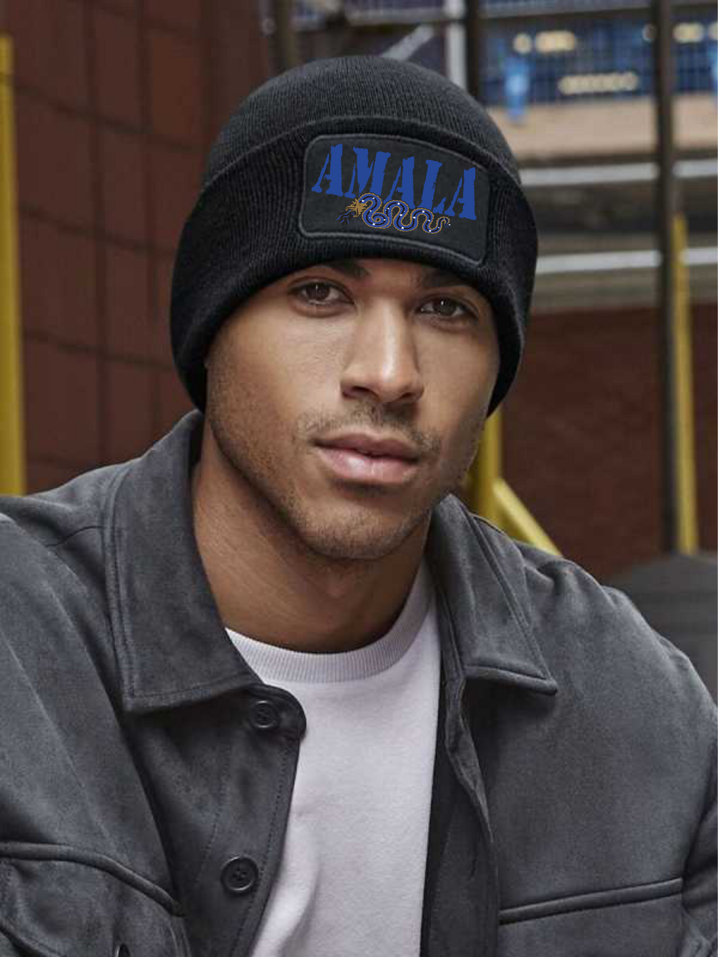 Cappellino invernale in maglia con stampa Amala