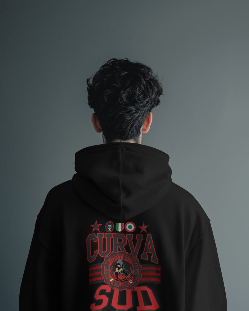 Felpa CON MARSUPIO E CAPPUCCIO DA ADULTO con stampa curva SUD sia retro che davanti