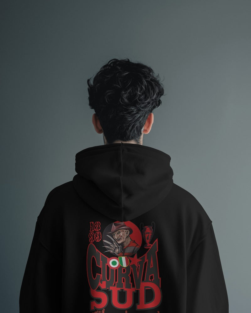 Felpa CON MARSUPIO E CAPPUCCIO DA ADULTO con stampa curva SUD sia retro che davanti