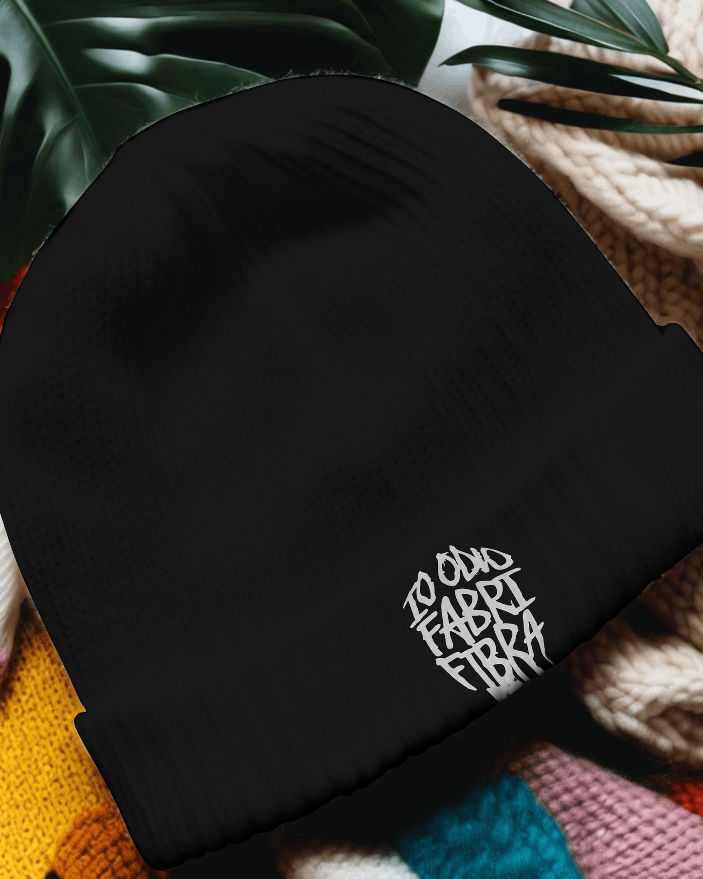Cappellino invernale in maglia con stampa Ministero dell'inferno