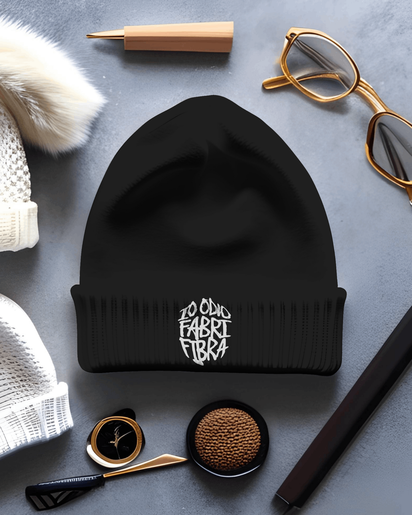 Cappellino invernale in maglia con stampa Ministero dell'inferno