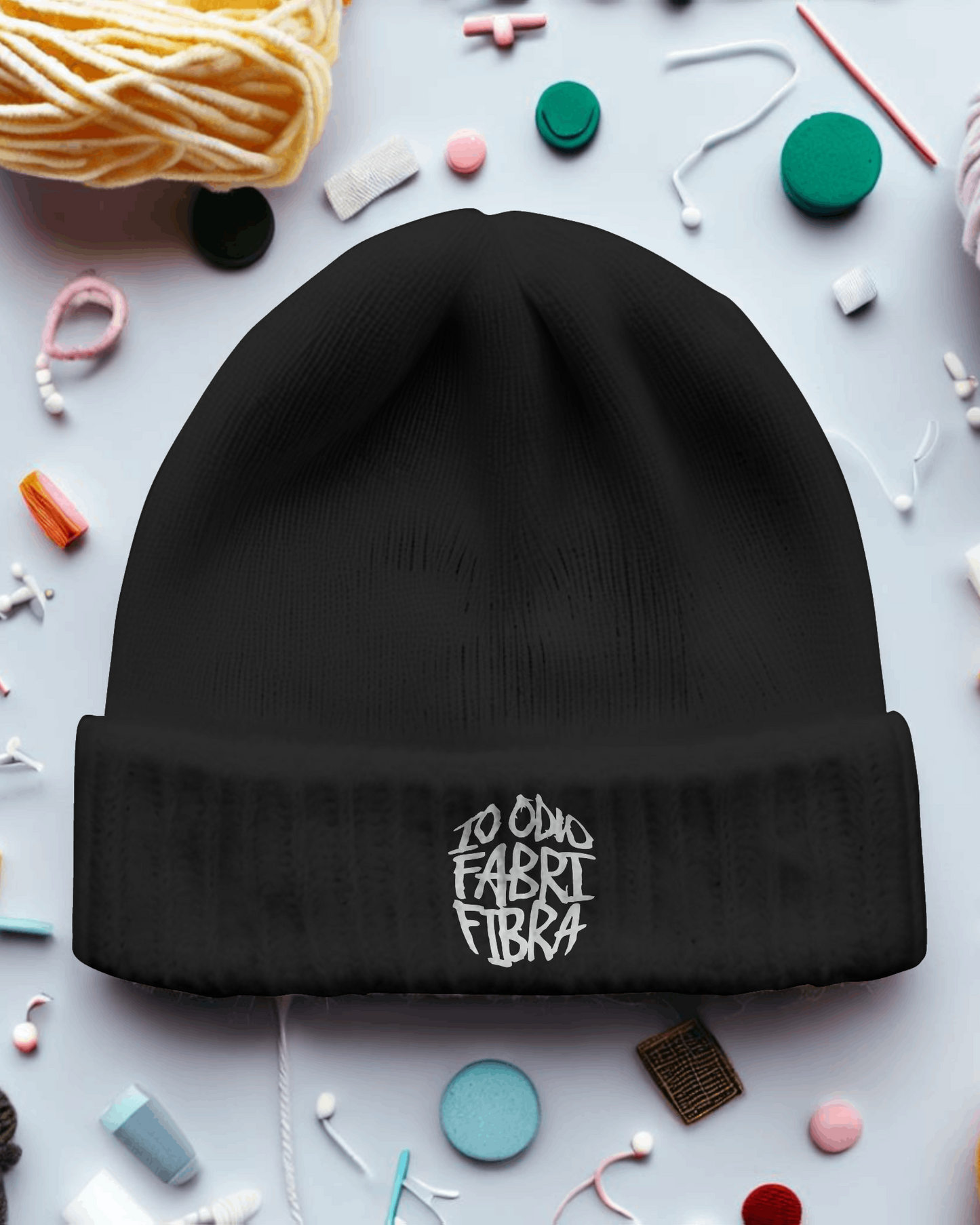 Cappellino invernale in maglia con stampa Ministero dell'inferno
