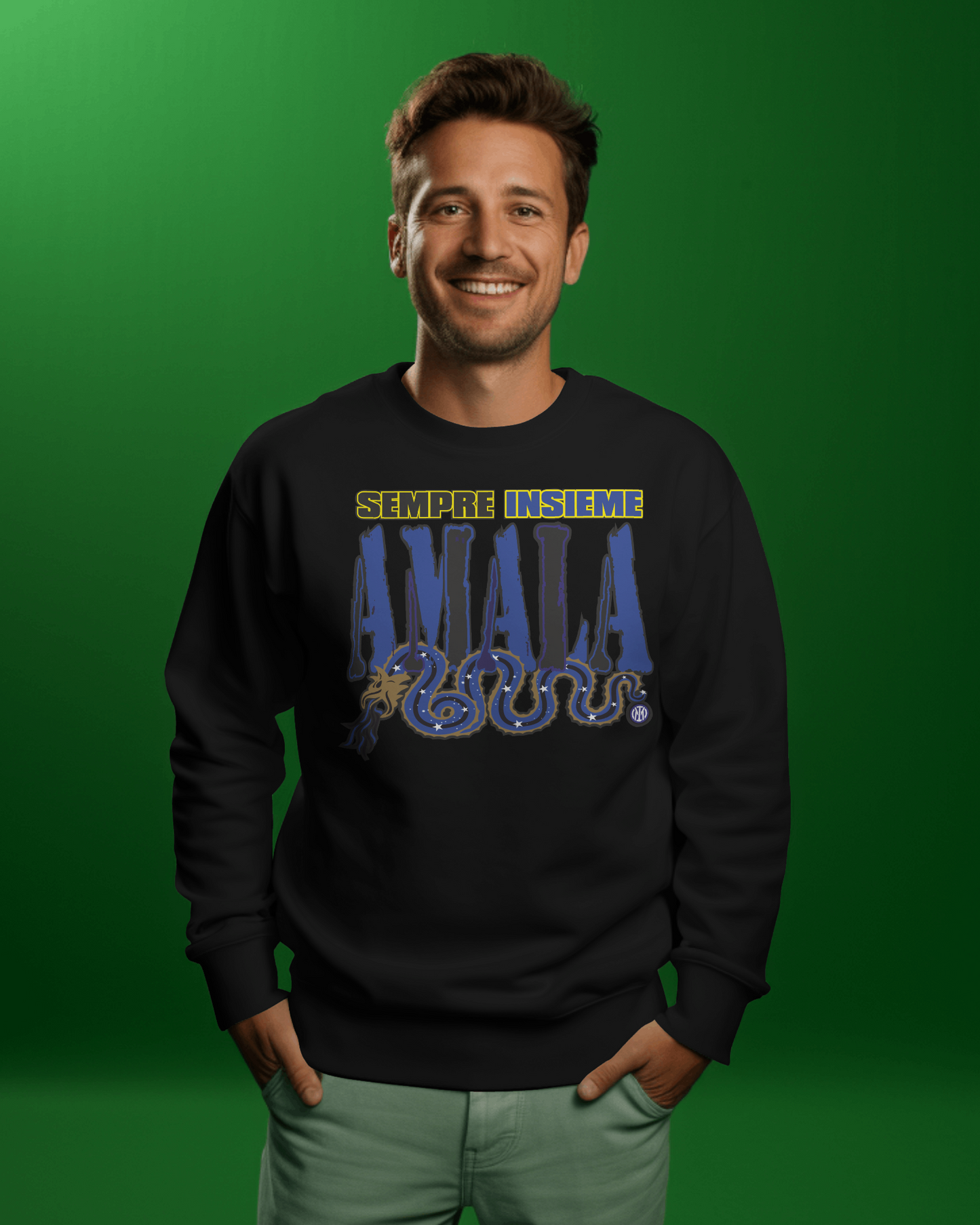 Felpa girocollo Fashion con stampa Amala pazza Inter