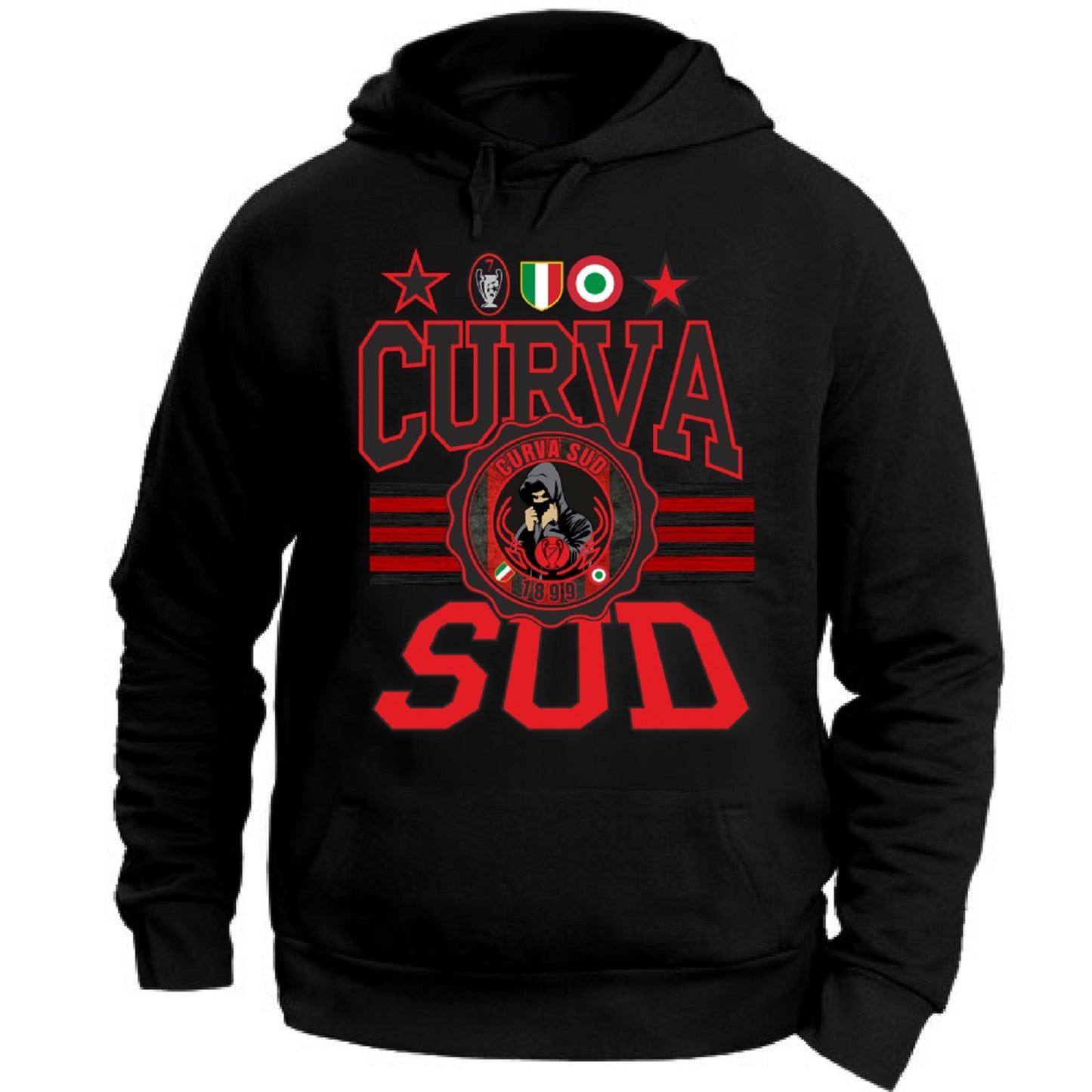 Felpa CON MARSUPIO E CAPPUCCIO DA ADULTO con stampa curva SUD sia retro che davanti