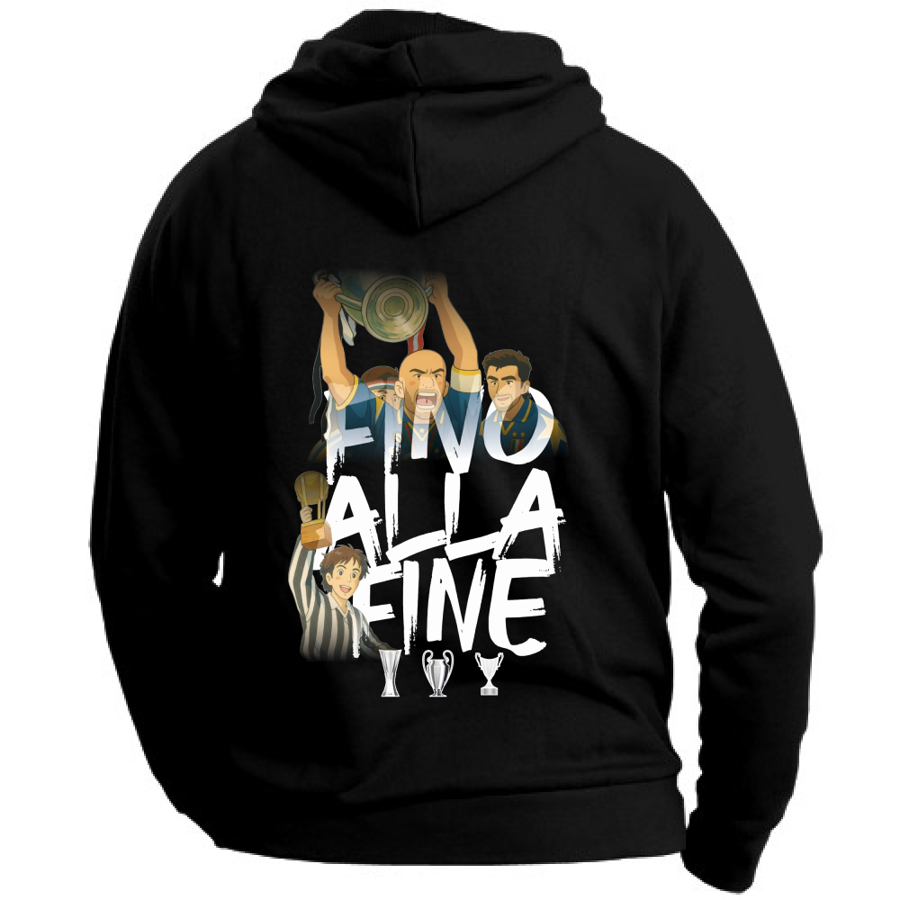 Felpa CON MARSUPIO E CAPPUCCIO DA ADULTO con stampa sia davanti sia retro FINO ALLA FINE
