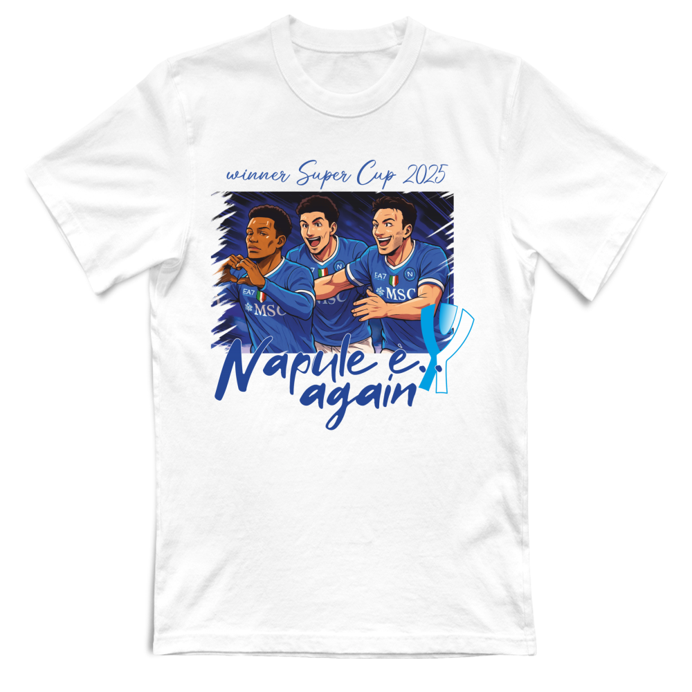 Maglietta BIANCA celebrativa per la vittoria del napoli in supercoppa 2025