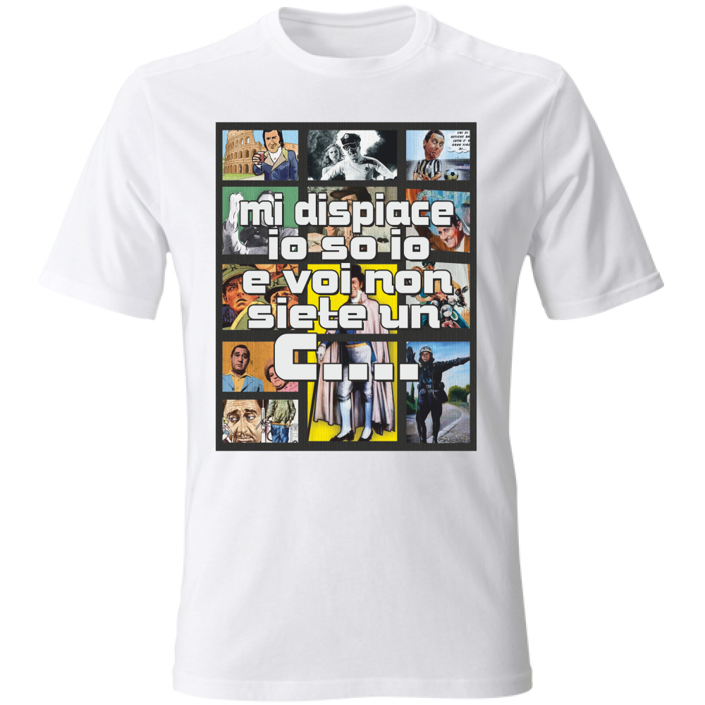 Maglietta bianca UNISEX Con stampa Mi dispiace io so io..