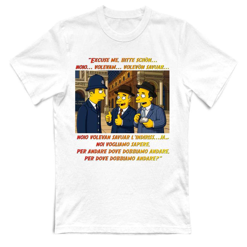 Maglietta BIANCA con la stampa Toto e il vigile ....effetto simpsonizzato
