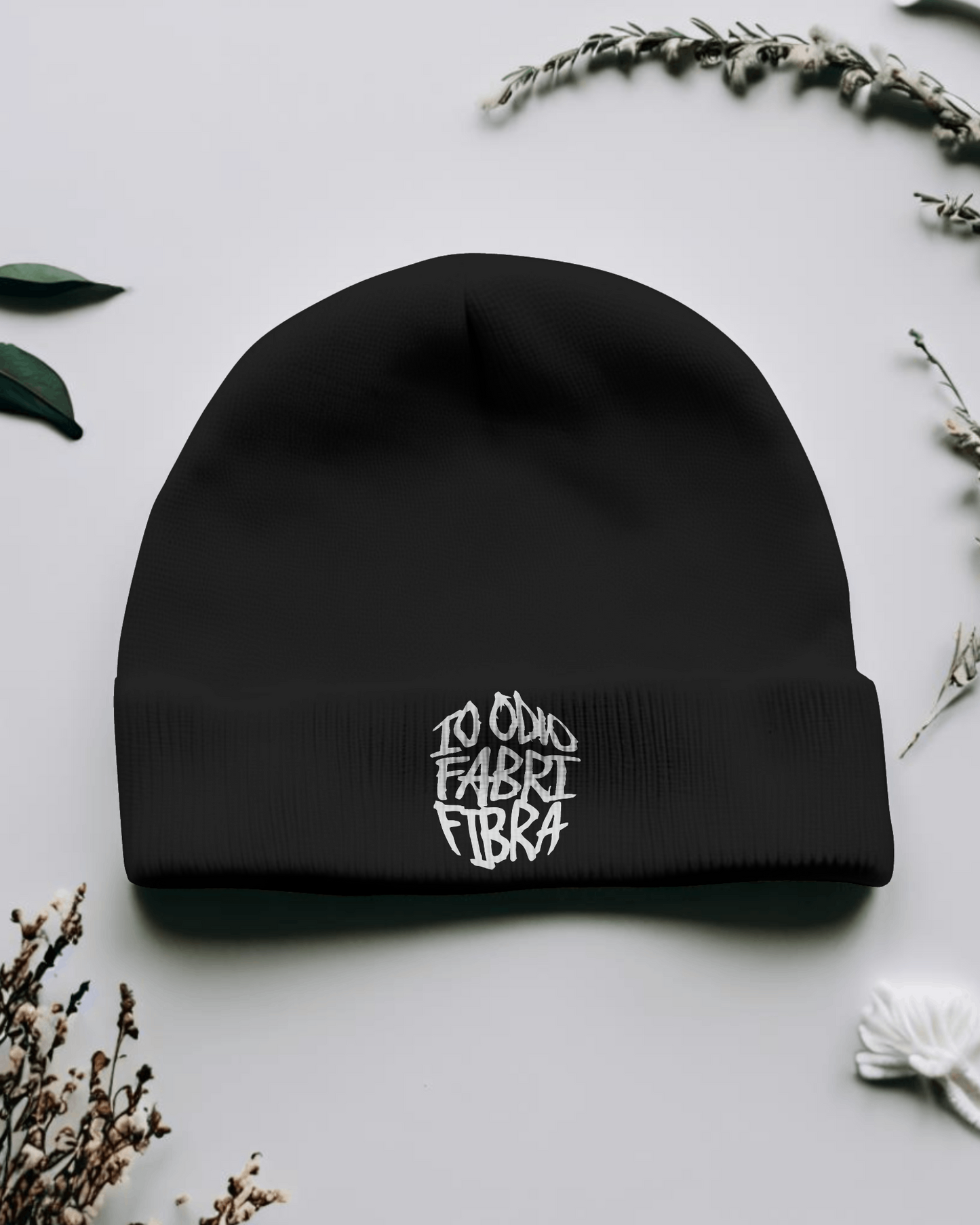 Cappellino invernale in maglia con stampa Ministero dell'inferno
