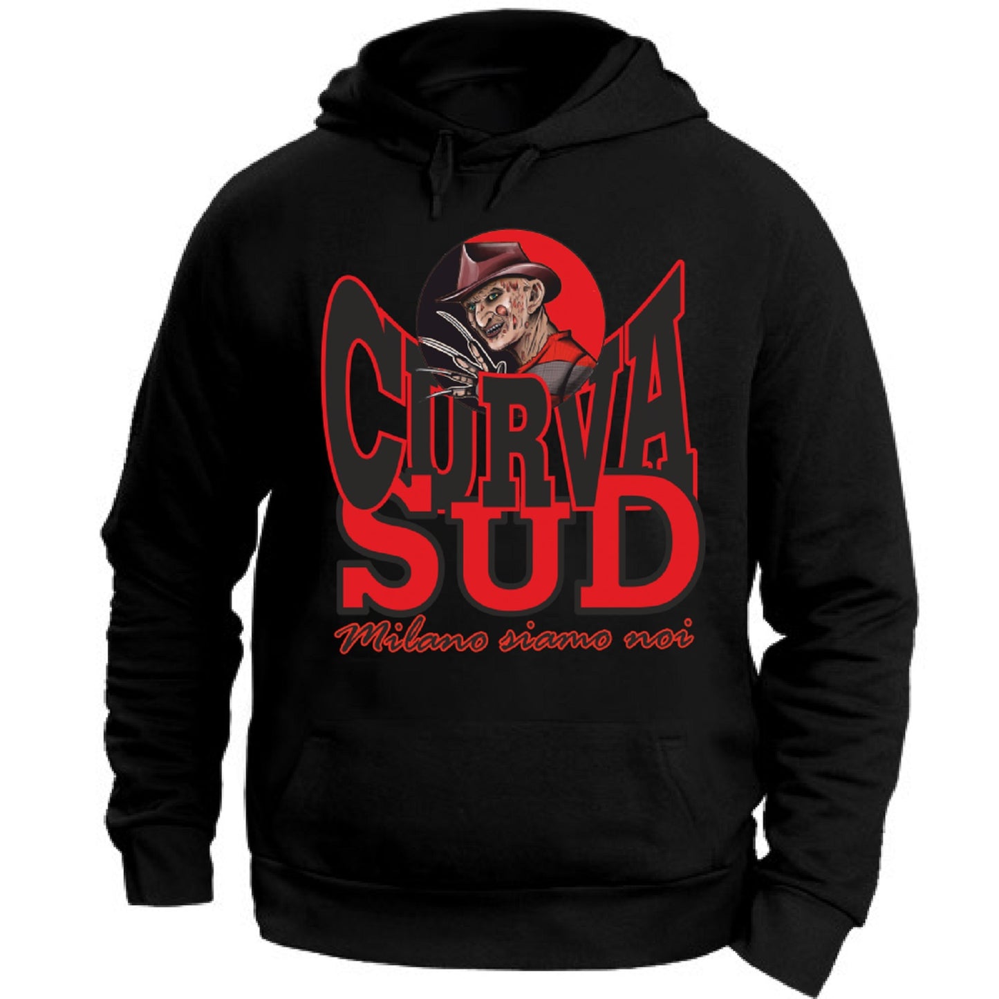 Felpa CON MARSUPIO E CAPPUCCIO DA ADULTO con stampa curva SUD sia retro che davanti