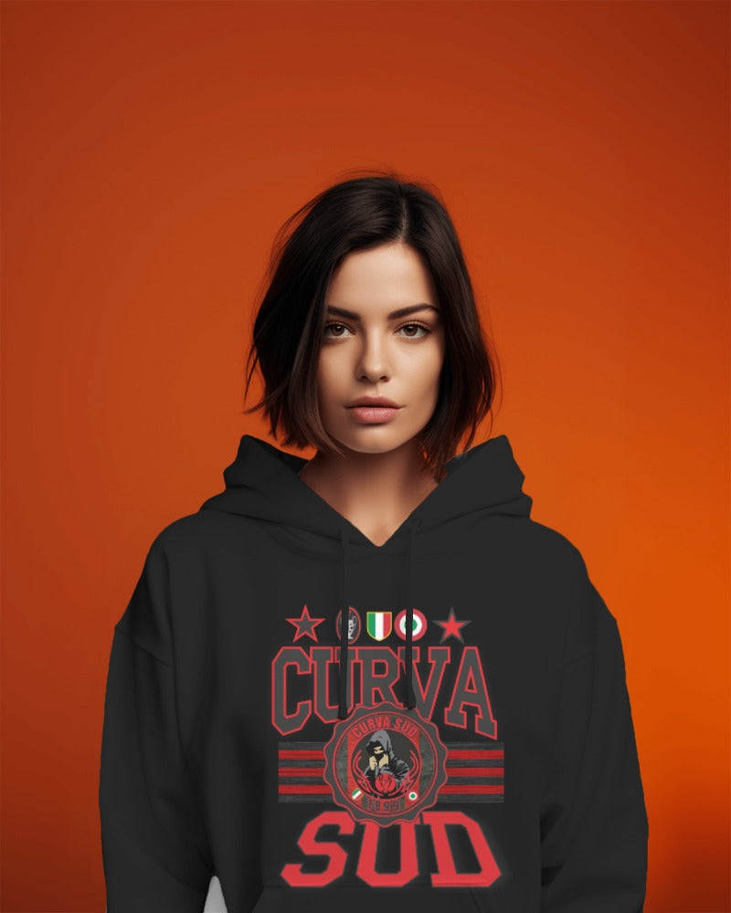 Felpa CON MARSUPIO E CAPPUCCIO DA ADULTO con stampa curva SUD sia retro che davanti