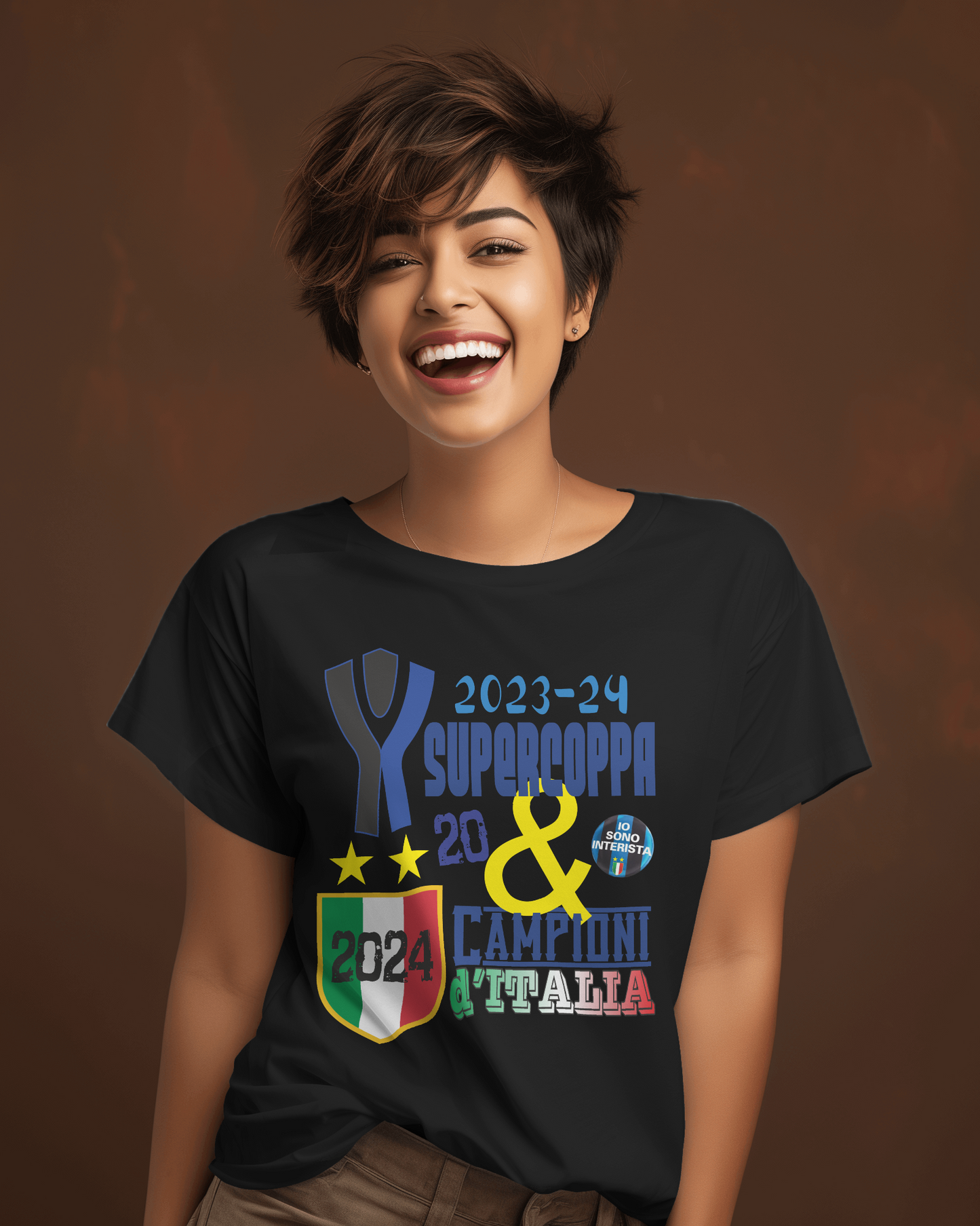 Maglietta unisex manica corta in cotone e stampa Inter Campioni d'Italia 2024