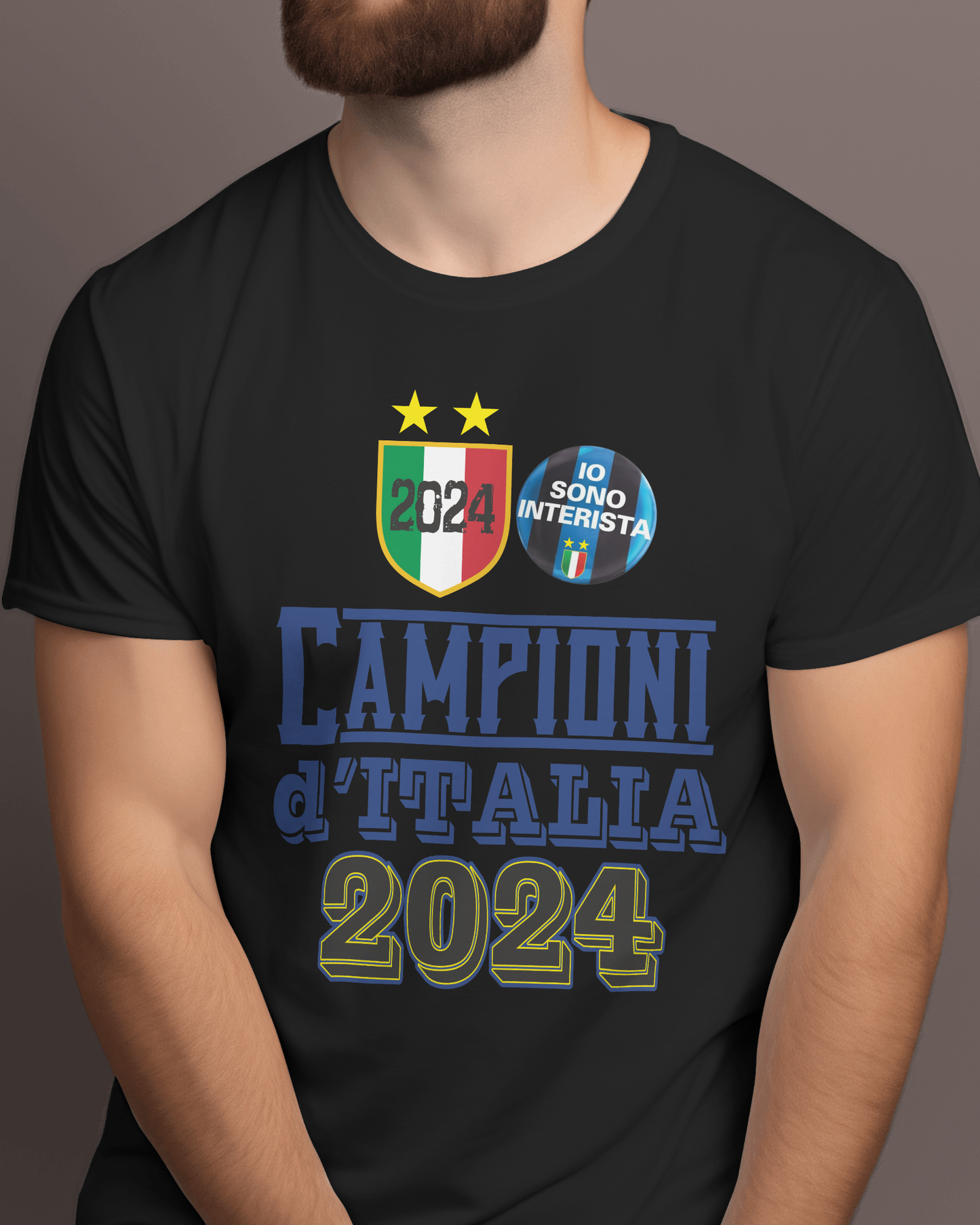 Maglietta unisex manica corta in cotone e stampa Inter Campioni d'Italia 2024