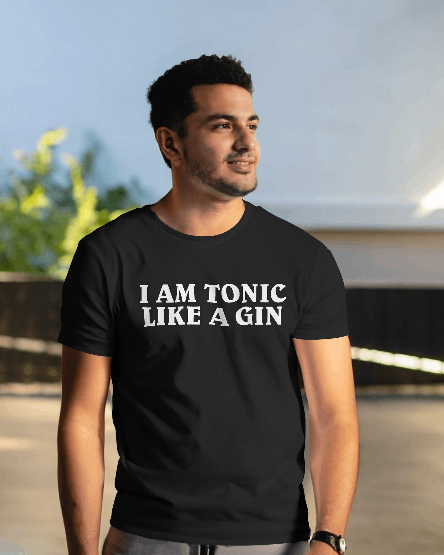 Maglietta bianca con stampa I AM TONIC LIKE A GIN