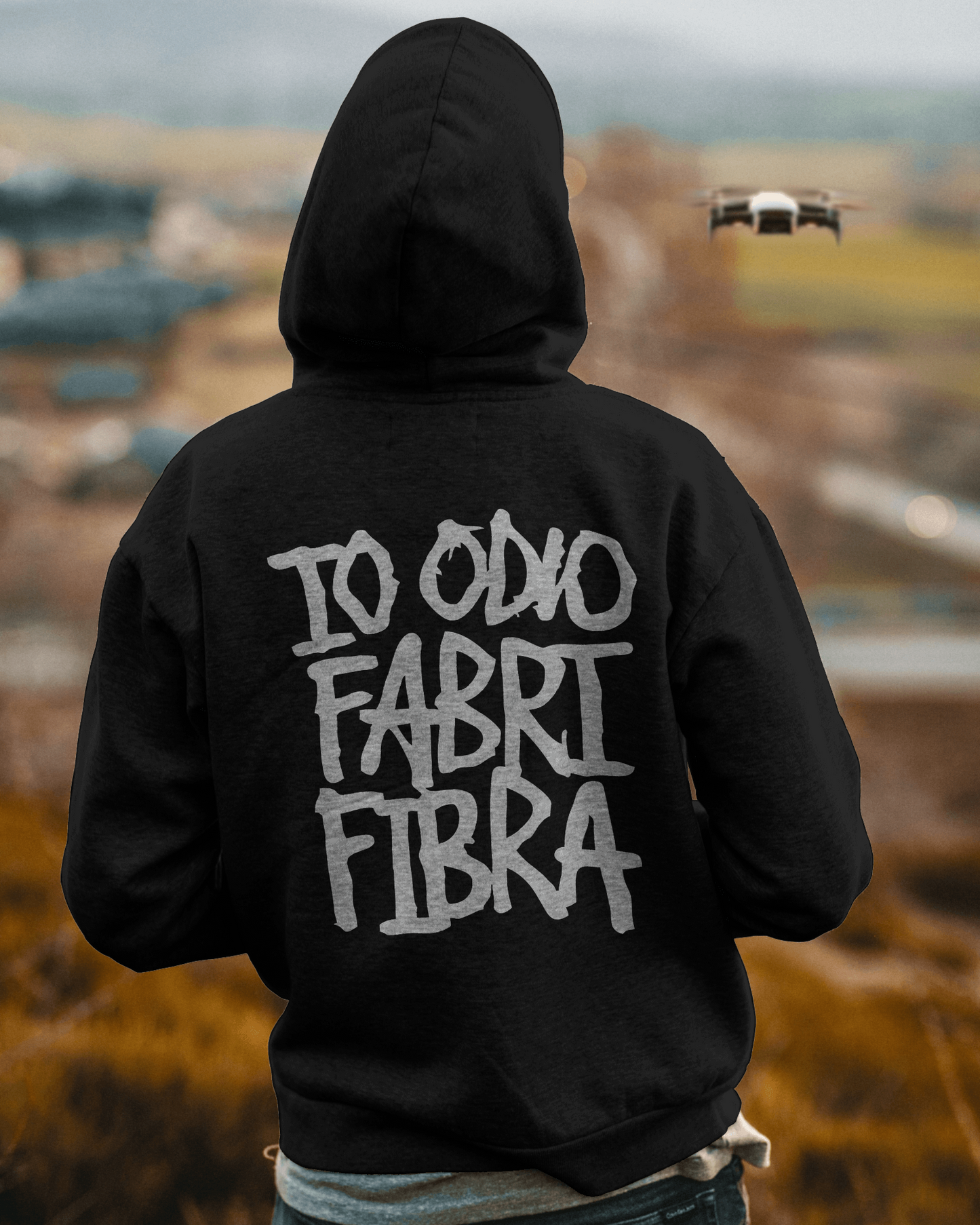 Felpa CON MARSUPIO E CAPPUCCIO DA ADULTO con stampa IO ODIO FABRI FIBRA