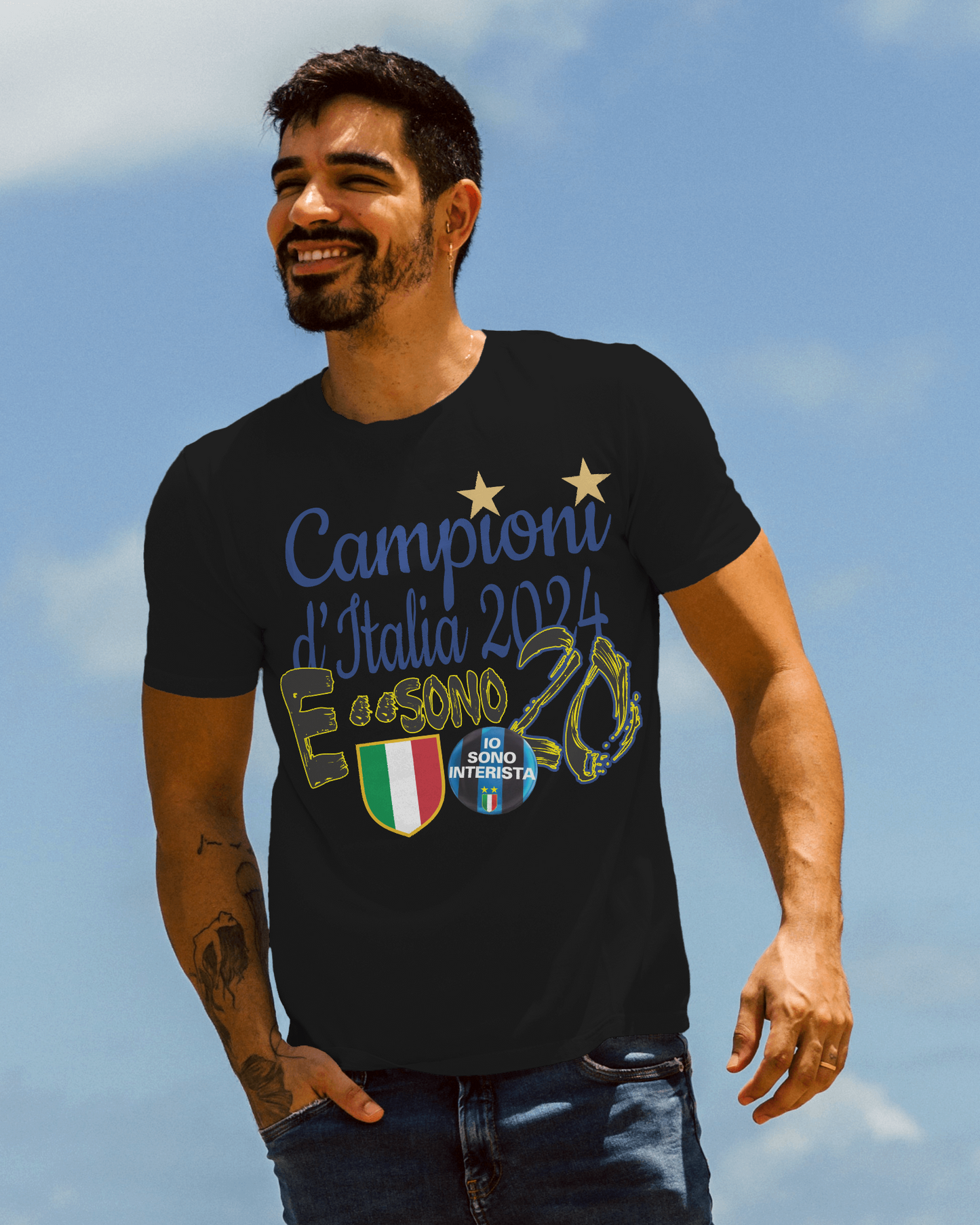 Maglietta unisex manica corta in cotone e stampa Inter Campioni d'Italia 2024