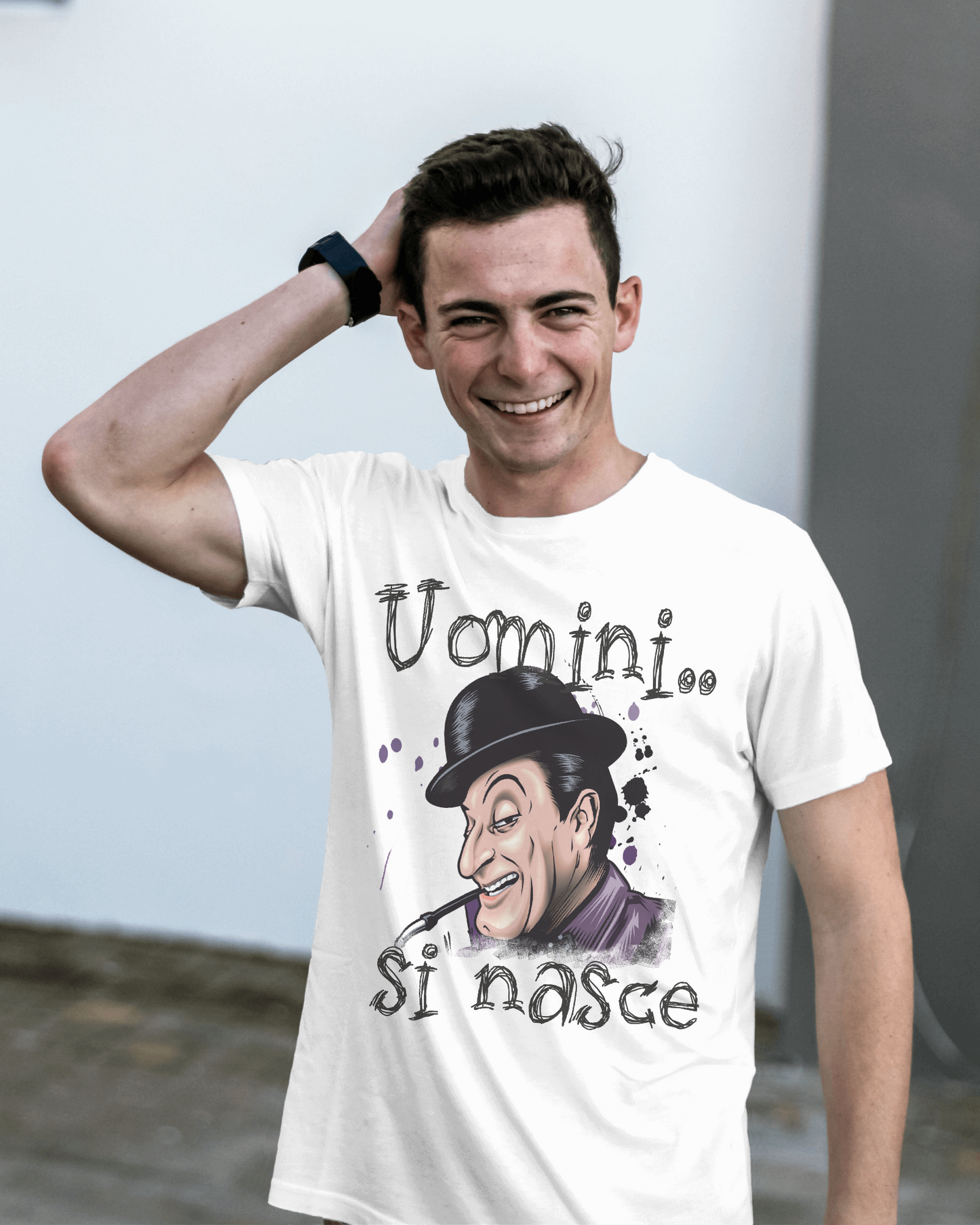 MAGLIETTA IN 100% COTONE CLASSICO E FIAMMATO DA UOMO UOMINI SI NASCE