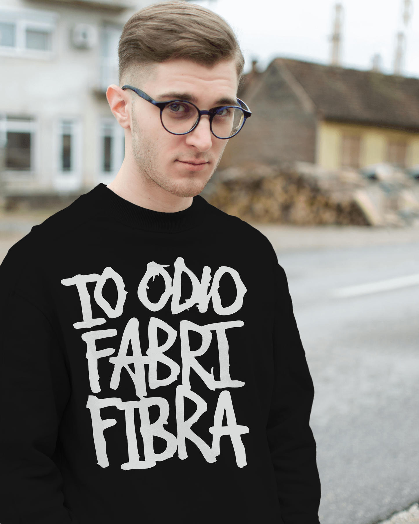 Felpa unisex girocollo Fashion da uomo IO ODIO FABRI FIBRA