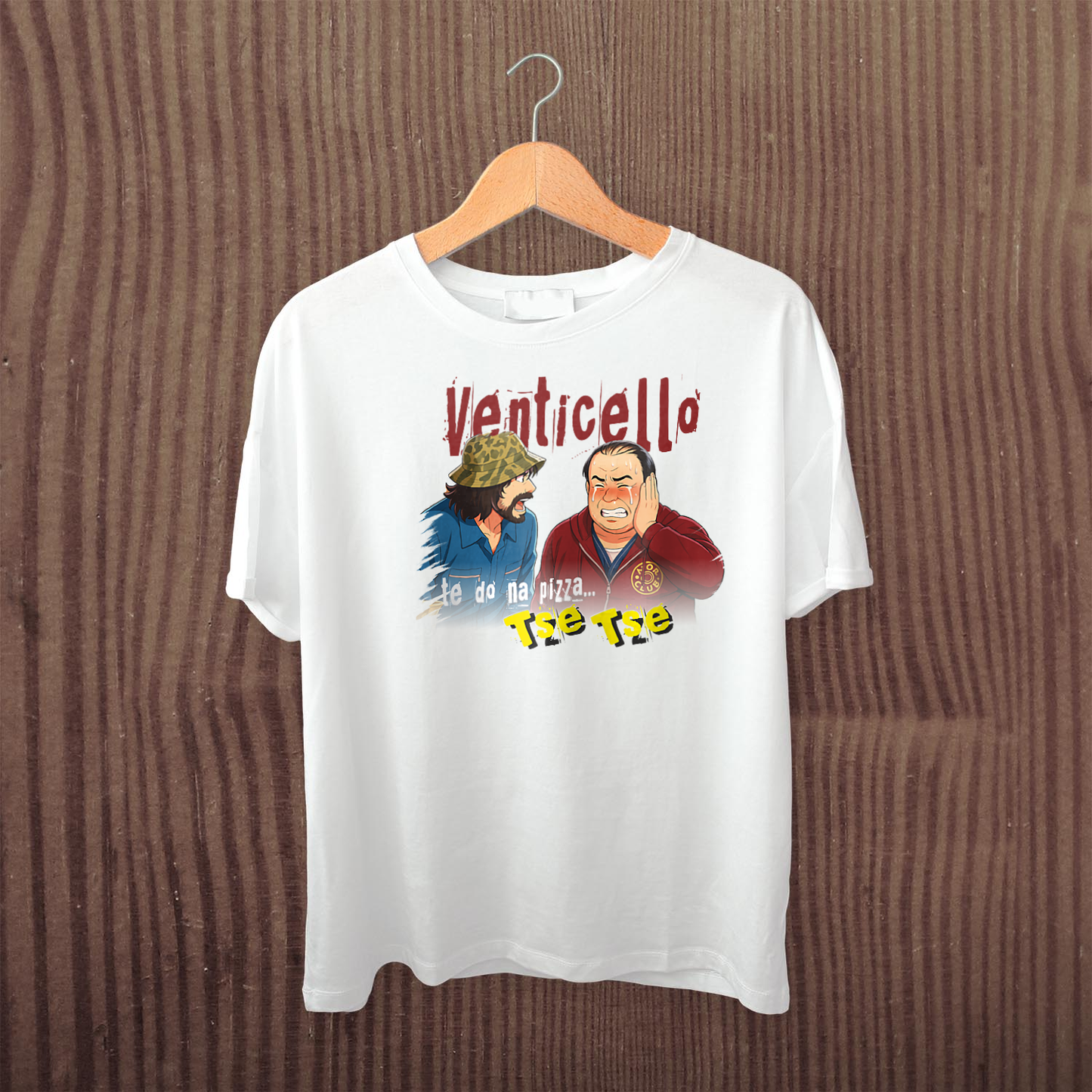 Maglietta BIANCA con la stampa ER MONNEZZA E BOMBOLO