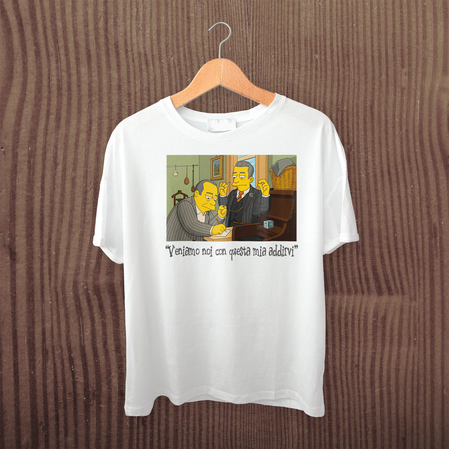 Maglietta BIANCA con la stampa Toto che scrive ....effetto simpsonizzato