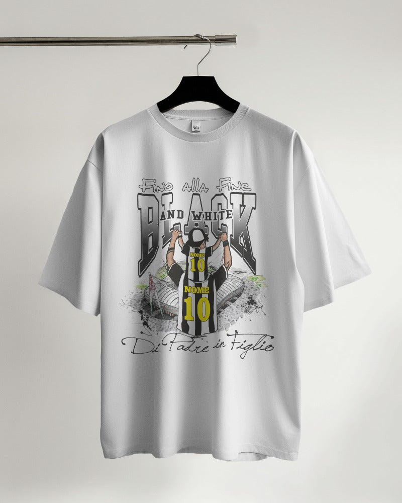 Kit Due magliette bianche per il tifoso bianconero con stampa personalizzata del nome