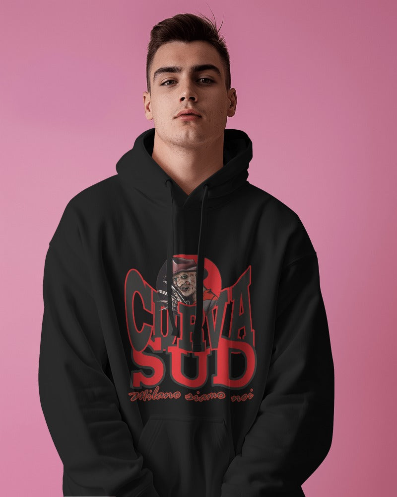 Felpa CON MARSUPIO E CAPPUCCIO DA ADULTO con stampa curva SUD sia retro che davanti