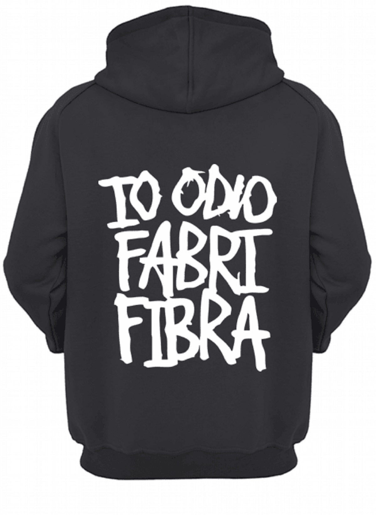 Felpa con cappuccio e marsupio con stampa davanti e retro Io odio Fabri Fibra