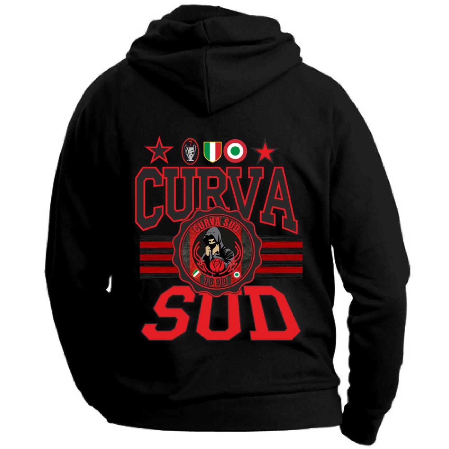 Felpa CON MARSUPIO E CAPPUCCIO DA ADULTO con stampa curva SUD sia retro che davanti