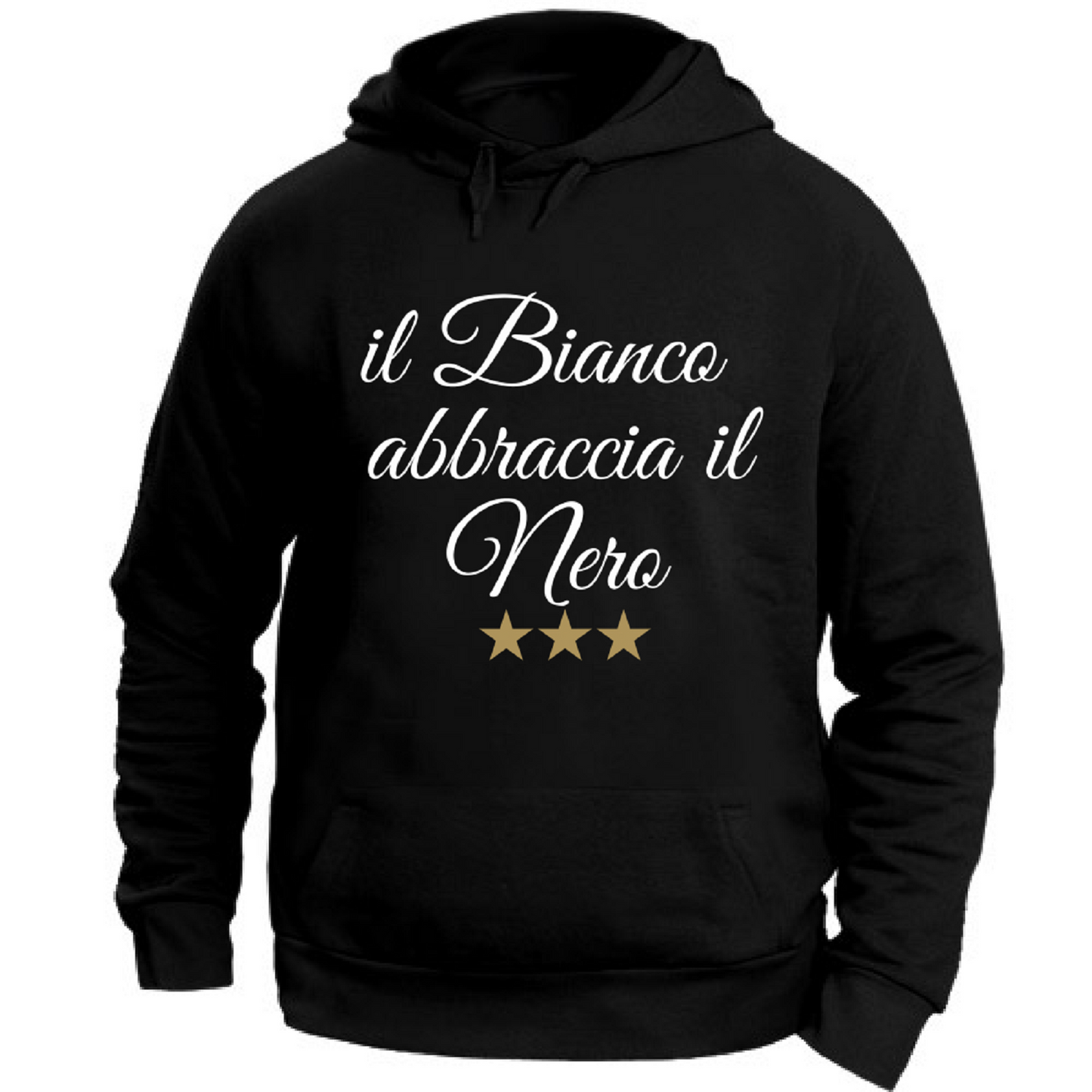 Felpa CON MARSUPIO E CAPPUCCIO DA ADULTO con stampa sia davanti sia retro curva juventina