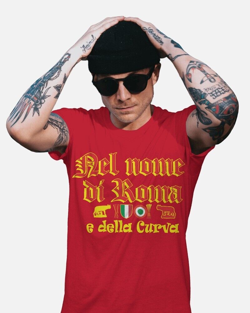 Maglietta Rossa per Il Tifoso romanista Giallo Rosso, stampa anche su retro