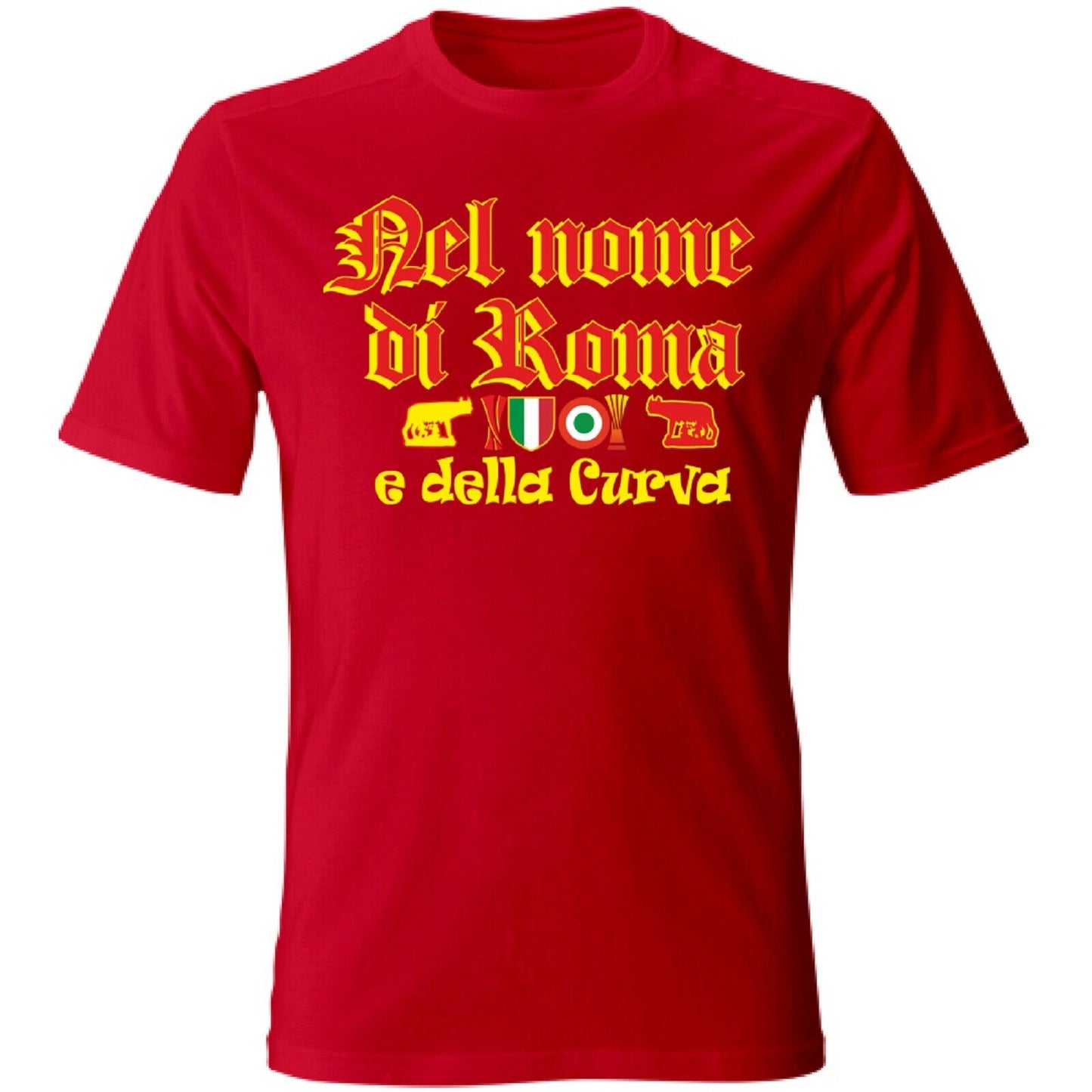 Maglietta Rossa per Il Tifoso romanista Giallo Rosso, stampa anche su retro