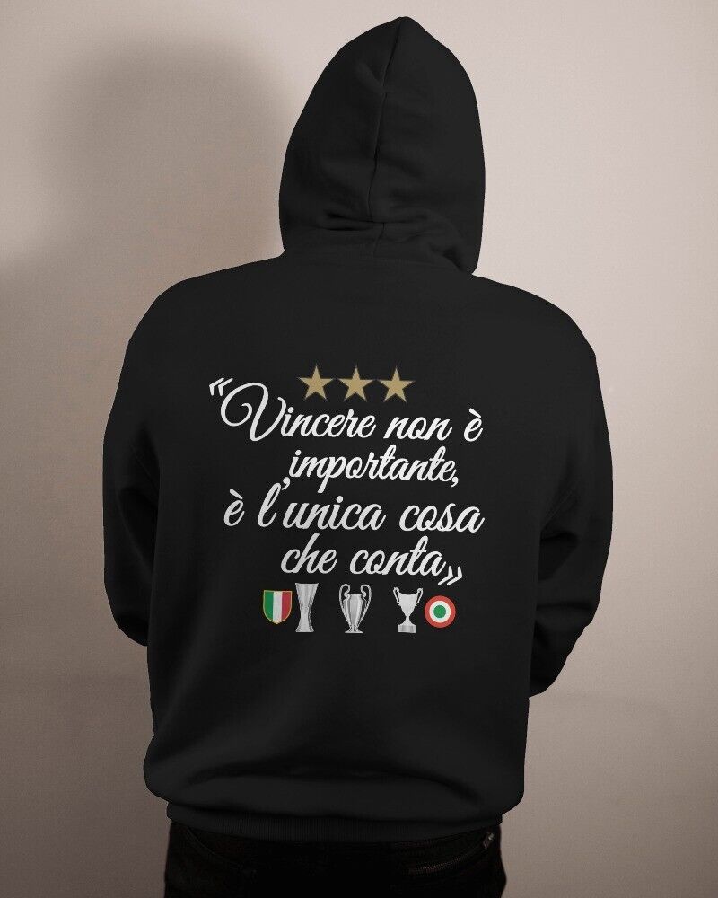 Felpa CON MARSUPIO E CAPPUCCIO DA ADULTO con stampa sia davanti sia retro curva juventina