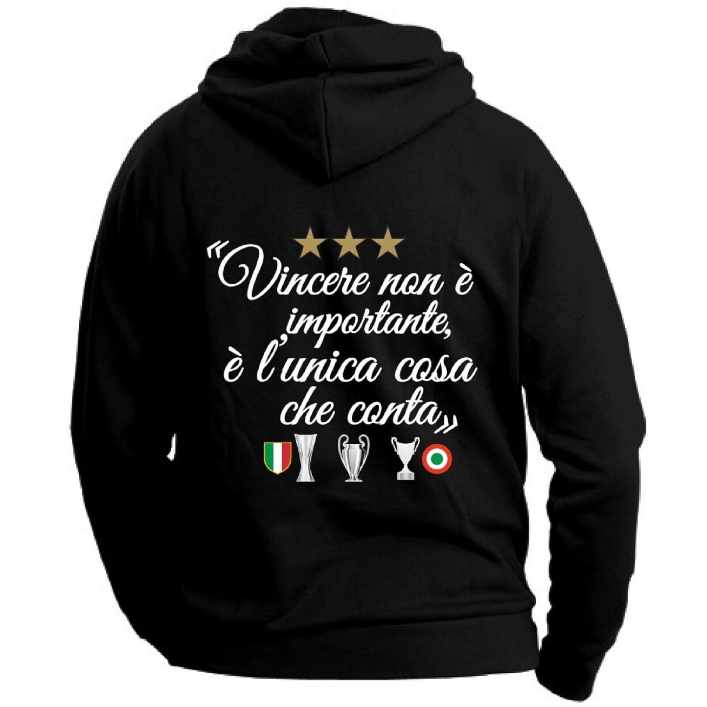 Felpa CON MARSUPIO E CAPPUCCIO DA ADULTO con stampa sia davanti sia retro curva juventina