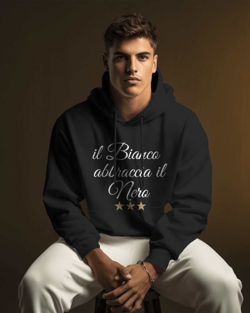 Felpa CON MARSUPIO E CAPPUCCIO DA ADULTO con stampa sia davanti sia retro curva juventina