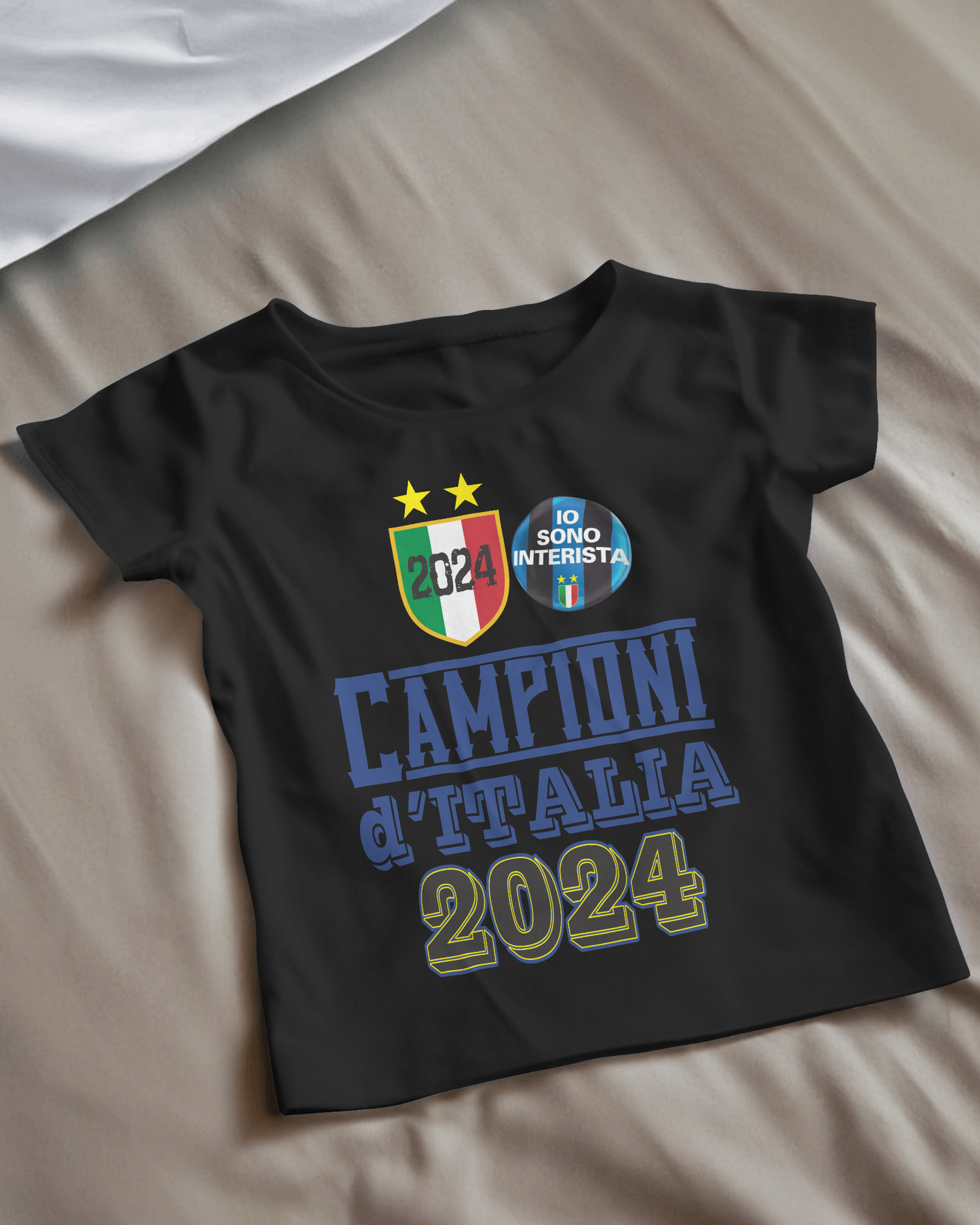 Maglietta unisex manica corta in cotone e stampa Inter Campioni d'Italia 2024