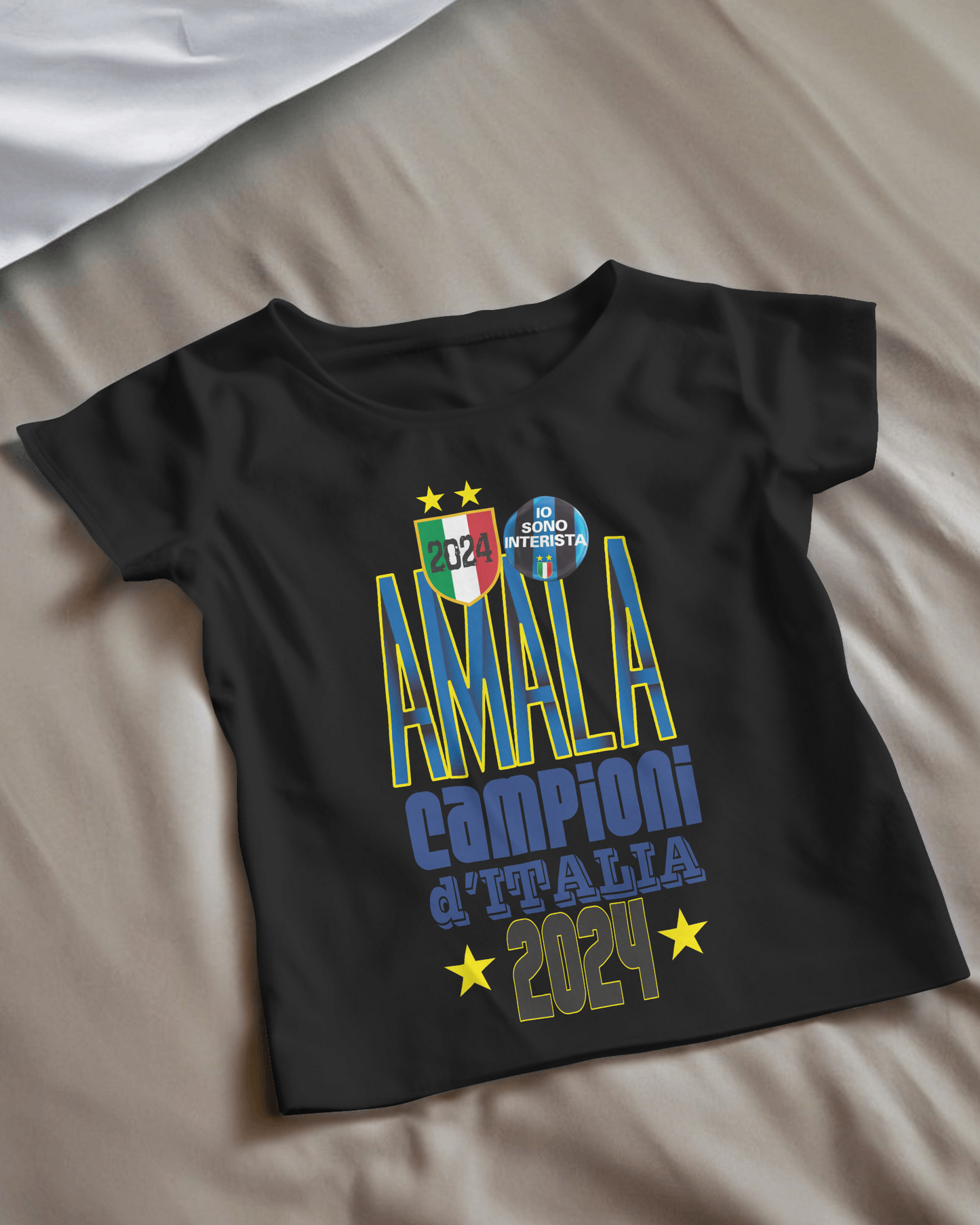 Maglietta unisex manica corta in cotone e stampa Inter Campioni d'Italia 2024
