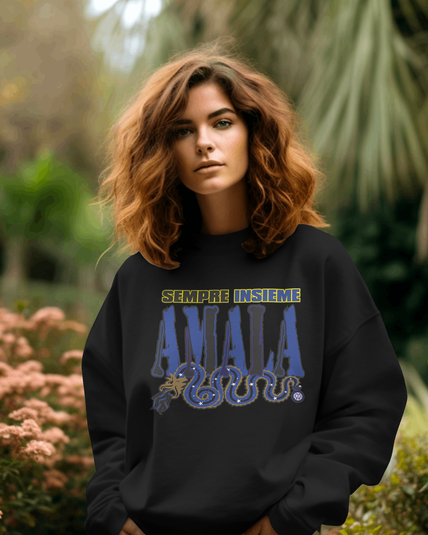 Felpa girocollo Fashion con stampa Amala pazza Inter