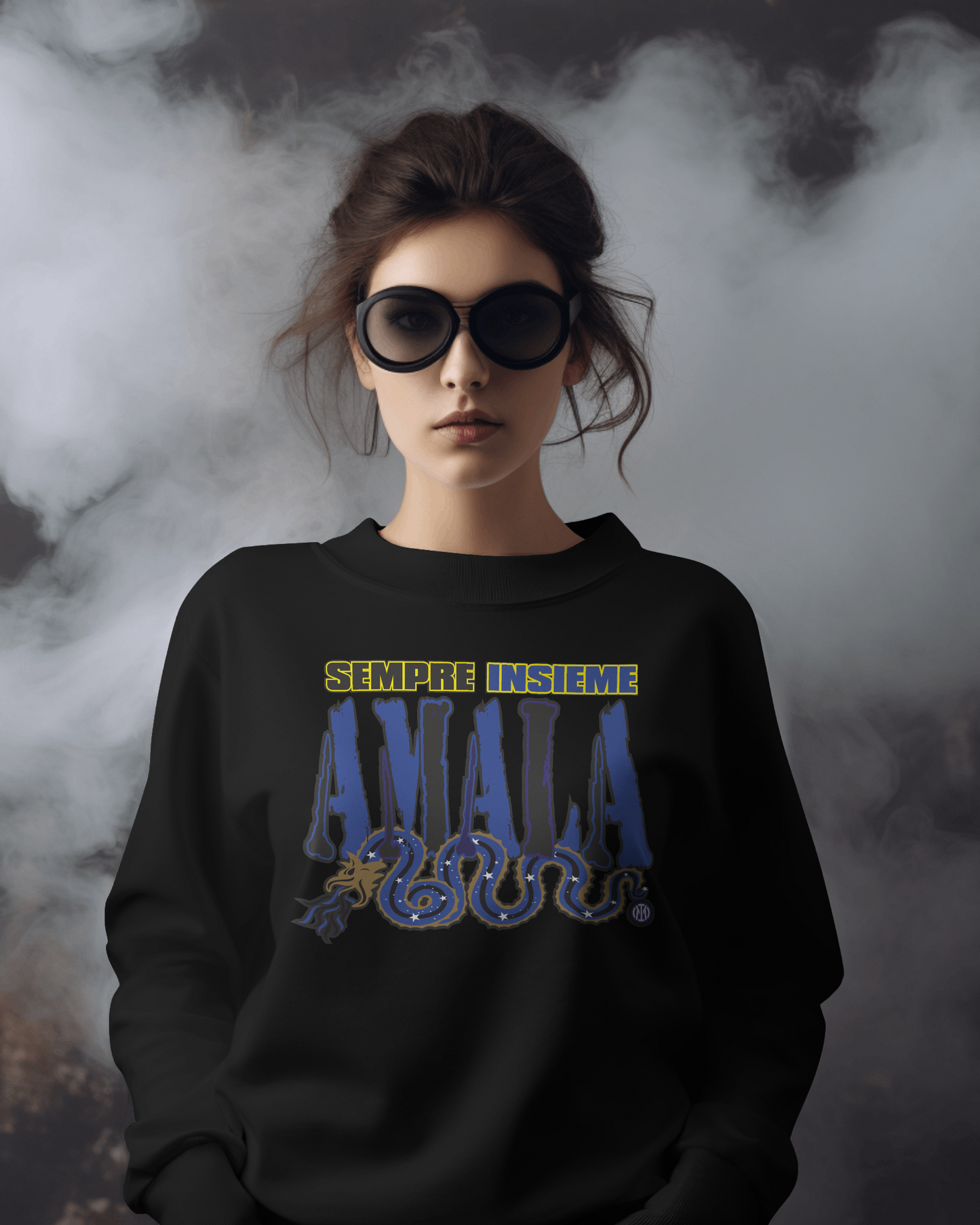 Felpa girocollo Fashion con stampa Amala pazza Inter