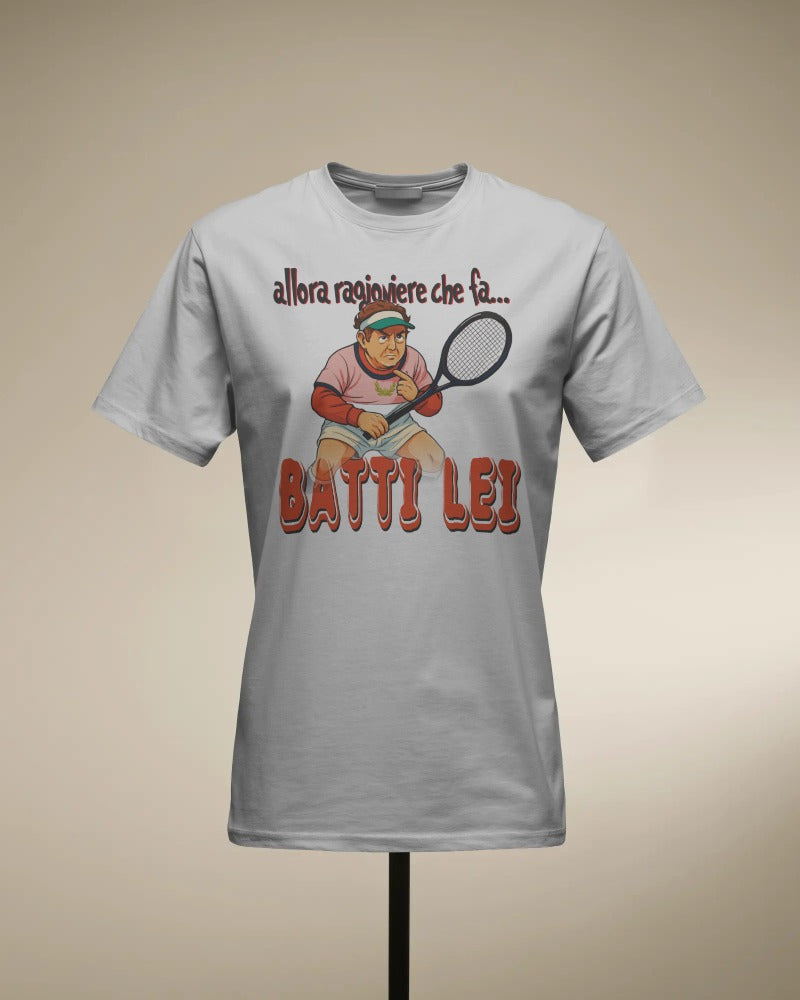 Maglietta BIANCA con la stampa BATTI LEI CARTOON