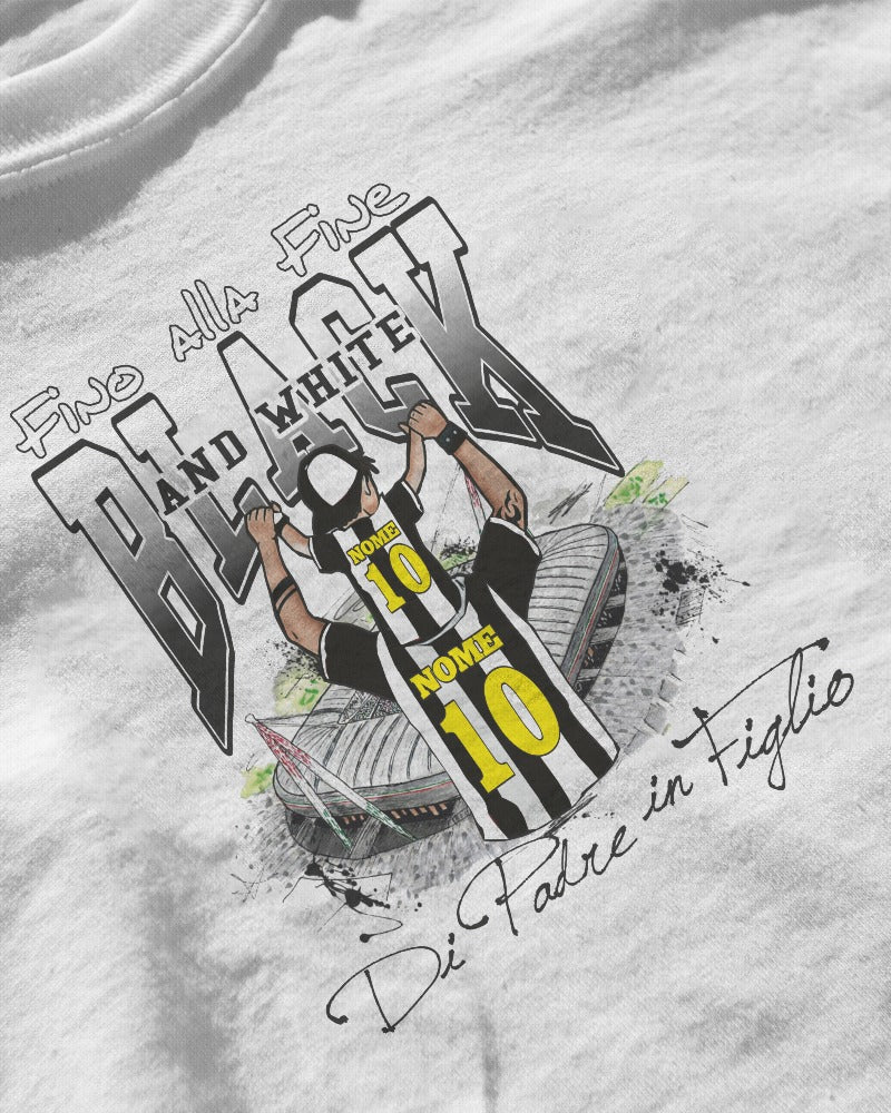 Kit Due magliette bianche per il tifoso bianconero con stampa personalizzata del nome
