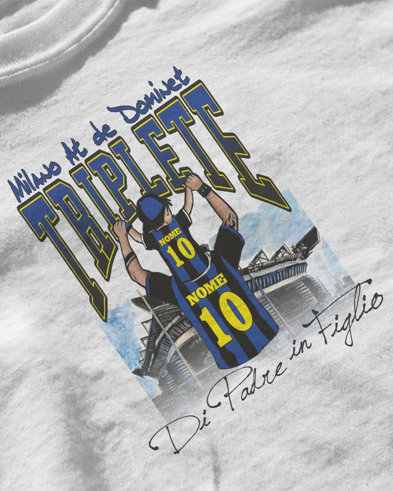 Kit Due magliette bianche per il tifoso neroazzurro con stampa personalizzata del nome