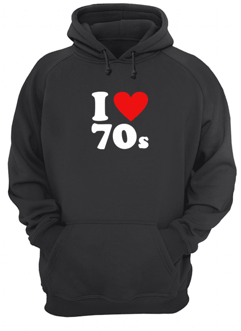 Felpa con cappuccio e marsupio con stampa davanti e retro I love anni 70 e il vagabondo