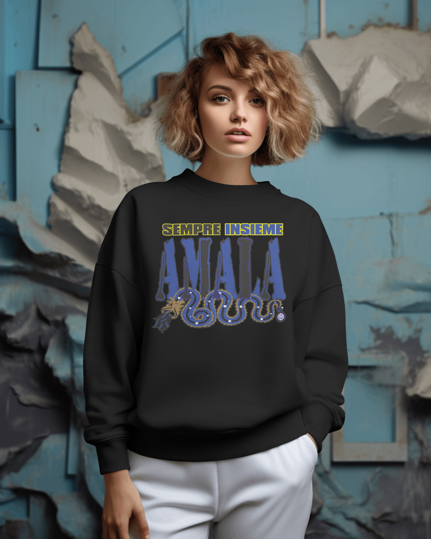 Felpa girocollo Fashion con stampa Amala pazza Inter