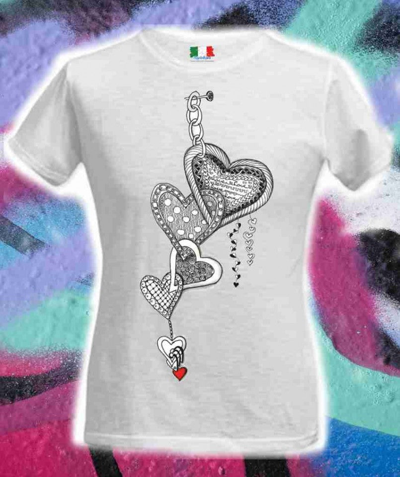 abbigliamento MAGLIETTA COTONE FIAMMATO DA DONNA CLASSICA TITOLO I LOVE YOU